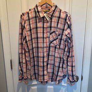 Prince and Fox Pink, Blue and White Striped Flannel, XL